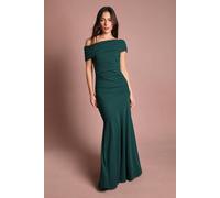 Coast Women's Pleated One Shoulder Bardot Fit & Flare Maxi Dress in Emerald | Size: 18
