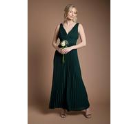 Coast Pleated Plunge Neck Maxi Bridesmaid Dress In Emerald emerald