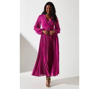 Coast Pleated Wrap Front Dress In Magenta magenta 12