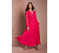 Coast Pleated Wrap Front Dress In Pink pink