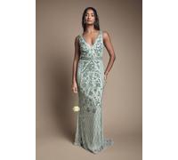 Coast Plunge Floral Embellished Bridesmaid Dress In Sage sage 14