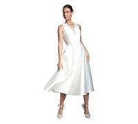 Coast Women's Plunge Neck Bow Waist Midi Wedding Dress With Pockets in Ivory | Size: 16 Coast Ivory 16