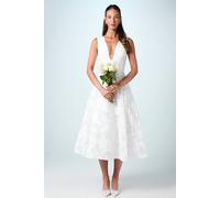 Coast Plunge Neck Jacquard Midi Wedding Dress In Ivory ivory 10