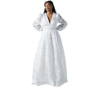 Coast Women's Plunge Neck Organza Jacquard Blouson Sleeve Wedding Dress in Ivory | Size: 14 Coast Ivory 14