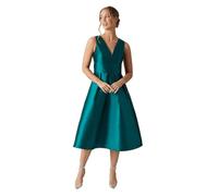 Plunge Neck Structured Twill Midi Bridesmaid Dress Coast Emerald 12