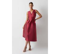 Coast Plunge Neck Structured Twill Midi Bridesmaid Dress In Cranberry cranberry 12