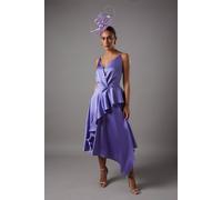 Coast Plunge V Frill Skirt Strappy Midi Dress In Purple purple