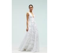 Coast Women's Plunge V Full Skirted Jacquard Wedding Dress in Ivory | Size: 8 Coast Ivory 8