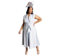 Coast Plus Belted Crepe Midi Dress, 20, Light Blue