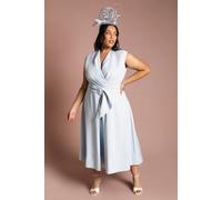 Coast Women's Plus Belted Crepe Midi Dress in Light Blue | Size: 20 Coast Light Blue 20