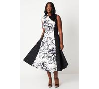 Coast Plus Colour Block Scuba Midi Dress In Mono mono 22