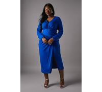 Coast Plus Jersey Tie Wrap Front Long Sleeve Dress In Cobalt cobalt 26