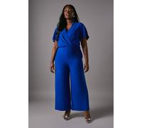 Coast Plus Shawl Collar Wrap Front Jumpsuit In Cobalt cobalt 18