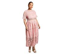 Coast Plus Short Sleeve Lace Midi Dress, 22, Blush