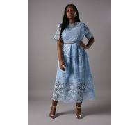 Coast Women's Plus Short Sleeve Lace Midi Dress in Powder Blue | Size: 18 Coast Powder Blue 18
