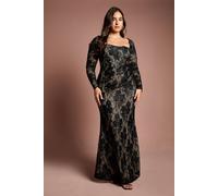 Coast Women's Plus Size Long Sleeve Lace Maxi Dress in Black | Size: 26 Coast Black 26