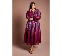 Coast Women's Plus Size Organza Floral Placement Lace Trim Midaxi Dress in Plum | Size: 20 Coast Plum 20