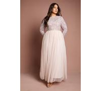 Coast Plus Size Pearl Embellished Bodice Bridesmaid Tulle Skirt Dress In Pale Pink pale pink 26