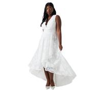 Coast Women's Plus Size Plunge Neck Waterfall Organza Jacquard Maxi Wedding Dress in Ivory | Size: 20 Coast Ivory 20