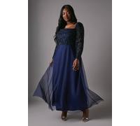 Coast Plus Size Sequin Long Sleeve Corset Tulle Bridesmaid Dress In Navy navy 18