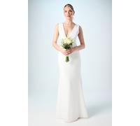 Coast Premium Crepe Plunge Neck Fishtail Wedding Dress In Ivory ivory 10