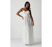 Coast Premium Floral Corset Detail Wedding Dress In Ivory ivory 12