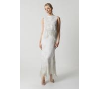 Coast Premium Organza Overlay Beaded Fringe Column Wedding Dress In Ivory ivory 10