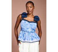 Coast Printed Bow Strap Top In Blue blue