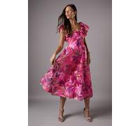 Coast Printed Broderie Frill Sleeve Midi Holiday Dress In Pink pink 8