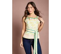Coast Printed Frill Tie Detail Top In Ivory ivory
