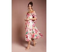 Coast Printed Organza Bardot Midi Dress In Cream cream 12