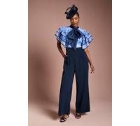 Coast Women's Printed Organza Ruffle Sleeve Wide Leg Jumpsuit in Navy | Size: 8 Coast Navy 8