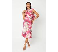 Coast Women's Printed Ruffle Sleeve Midi Wedding Guest Dress in Red | Size: 10 Coast Red 10