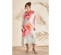 Coast Printed Satin High Low Hem Midi Skirt In Ivory ivory 8