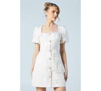 Coast Women's Puff Sleeve Jewel Button Bridal Mini Dress in Ivory | Size: 10 Coast Ivory 10