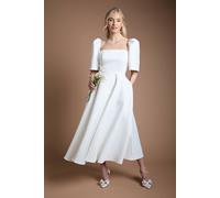 Coast Puff Sleeve Structured Wedding Dress In Ivory ivory