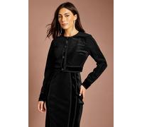 Coast Women's Ribbed Velvet Cropped Jacket in Black | Size: 8