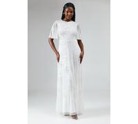Coast Rose Embroidered Angel Sleeve Wedding Dress In Ivory ivory 10