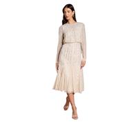 Coast Party Sequin Long Sleeve Midi Dress, 10, Champagne