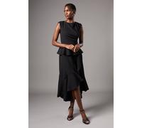 Coast Ruffle Peplum Crepe Dress In Black black 8