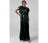 Coast Ruffle Sleeve Embroidered Bridesmaid Dress In Emerald emerald 8