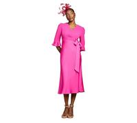 Coast Women's Ruffle Sleeve Satin Back Crepe Wrap Dress in Hot Pink | Size: 10 Coast Hot Pink 10
