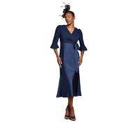 Coast Women's Ruffle Sleeve Satin Back Crepe Wrap Dress in Navy | Size: 12 Coast Navy 12