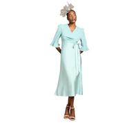 Coast Women's Ruffle Sleeve Satin Back Crepe Wrap Dress in Duck Egg | Size: 14 Coast Duck Egg 14