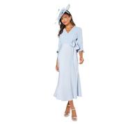 Coast Ruffle Sleeve Satin Back Crepe Wrap Dress, 14, Pale Blue
