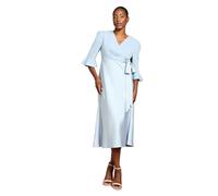 Coast Women's Ruffle Sleeve Satin Back Crepe Wrap Dress in Pale Blue | Size: 14 Coast Pale Blue 14
