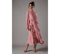 Coast Ruffle Tiered Long Sleeve Gown In Blush blush 10