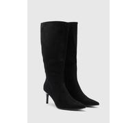 Coast Sasha Faux Suede High Leg Stiletto Heeled Boots In Natural Black natural black