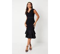Coast Satin Back Crepe Dress With Peplum In Black black