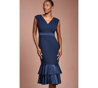 Coast Satin Back Crepe Dress With Peplum In Navy navy